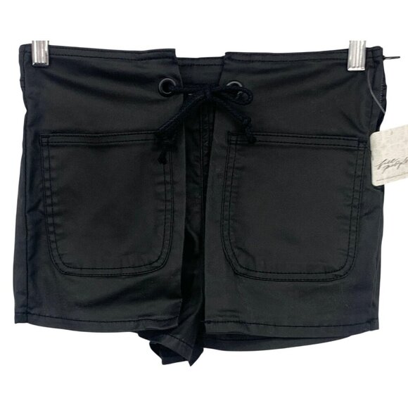 Free People Womens Black Short Size 2 Billie Coated Lace Front Pocket New - Picture 2 of 9